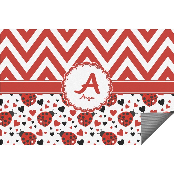 Custom Ladybugs & Chevron Indoor / Outdoor Rug - 2'x3' (Personalized)