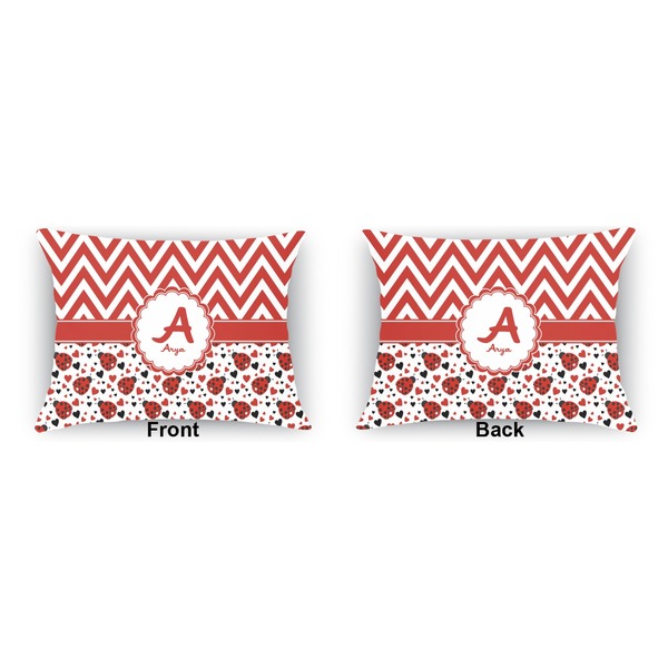 Ladybugs & Chevron  Indoor Rectangular Burlap Pillow (Front and Back)