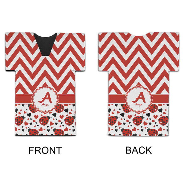 Ladybugs & Chevron Jersey Bottle Cooler - APPROVAL