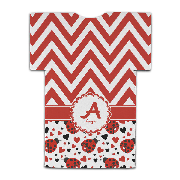 Ladybugs & Chevron Jersey Bottle Cooler - BACK (flat)