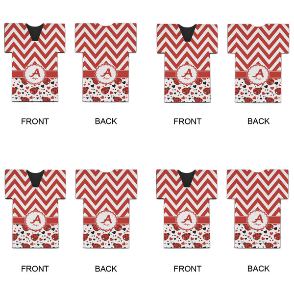 Ladybugs & Chevron Jersey Bottle Cooler - Set of 4 - APPROVAL