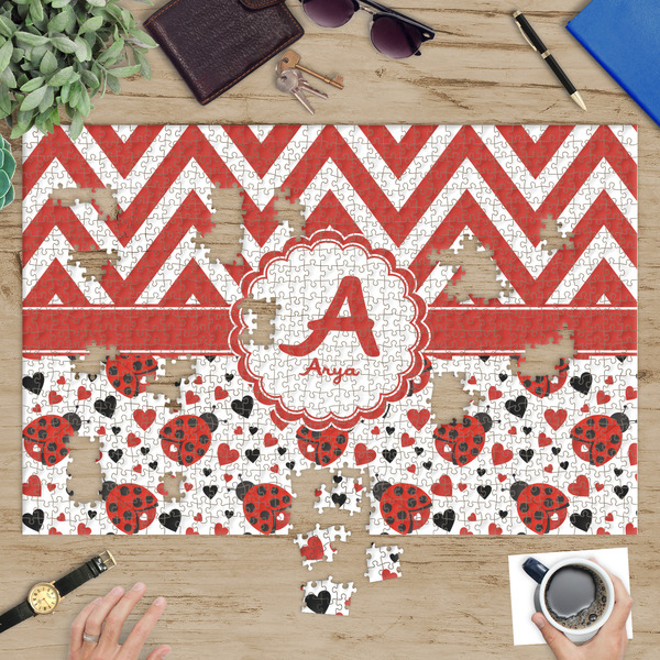 Ladybugs & Chevron Jigsaw Puzzle 1014 Piece - In Context