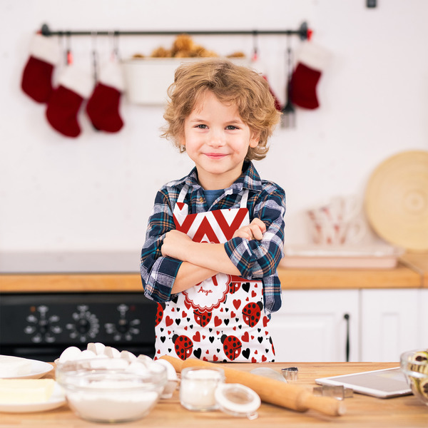 Ladybugs & Chevron Kid's Aprons - Small - Lifestyle