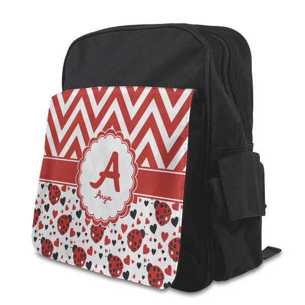 Custom Ladybugs & Chevron Preschool Backpack (Personalized)