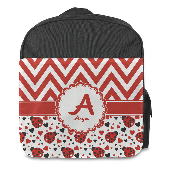 Ladybugs & Chevron Kids Backpack - Front
