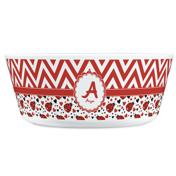 Ladybugs & Chevron Kids Bowls - FRONT
