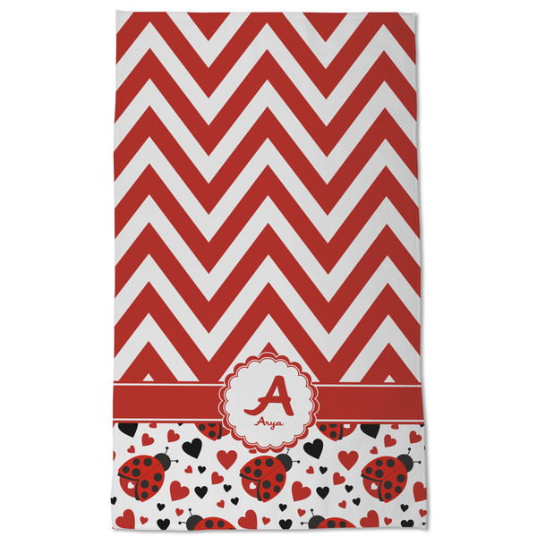 Ladybugs & Chevron Kitchen Towel - Poly Cotton - Full Front