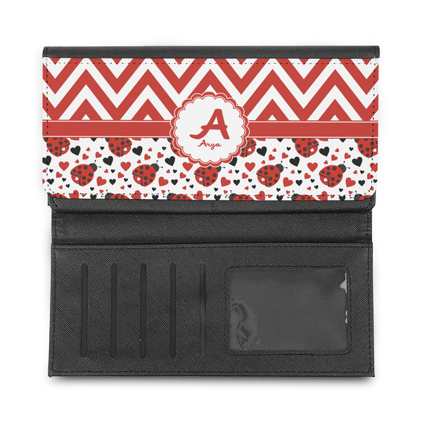 Ladybugs & Chevron Ladies Wallet - Half Way Open