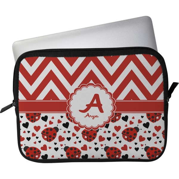 Custom Ladybugs & Chevron Laptop Sleeve / Case (Personalized)