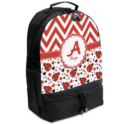 Ladybugs & Chevron Backpacks - Black (Personalized)