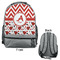 Ladybugs & Chevron Large Backpack - Gray - Front & Back View