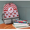 Ladybugs & Chevron Large Backpack - Gray - On Desk