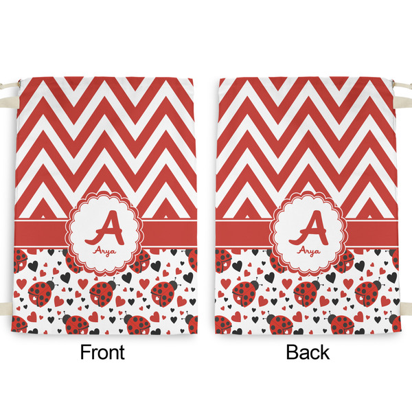 Ladybugs & Chevron Large Laundry Bag - Front & Back View