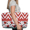 Ladybugs & Chevron Large Rope Tote Bag - In Context View