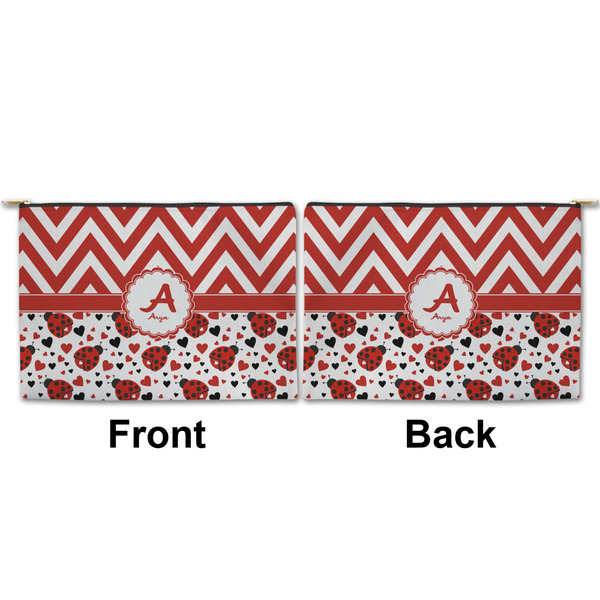 Ladybugs & Chevron Large Zipper Pouch Approval (Front and Back)