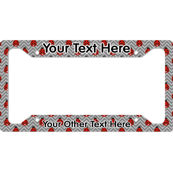 Custom Ladybugs & Chevron License Plate Frame - Style A (Personalized)
