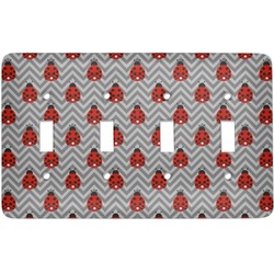Ladybugs & Chevron Light Switch Cover (4 Toggle Plate)