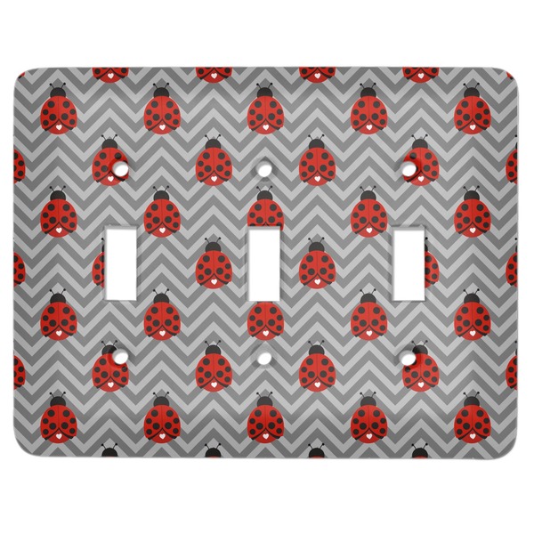 Custom Ladybugs & Chevron Light Switch Cover (3 Toggle Plate)