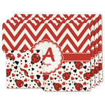 Ladybugs & Chevron Linen Placemat w/ Name and Initial