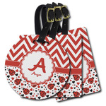 Ladybugs & Chevron Plastic Luggage Tag (Personalized)