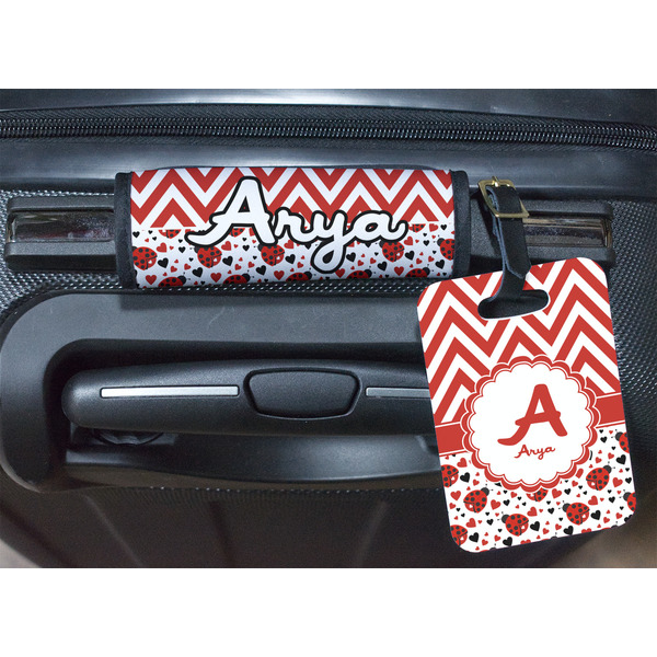 Ladybugs & Chevron Luggage Wrap & Tag