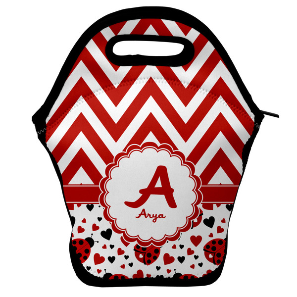 Custom Ladybugs & Chevron Lunch Bag w/ Name and Initial