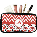 Ladybugs & Chevron Makeup / Cosmetic Bag (Personalized)