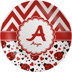 Ladybugs & Chevron Melamine Salad Plate - 8" (Personalized)