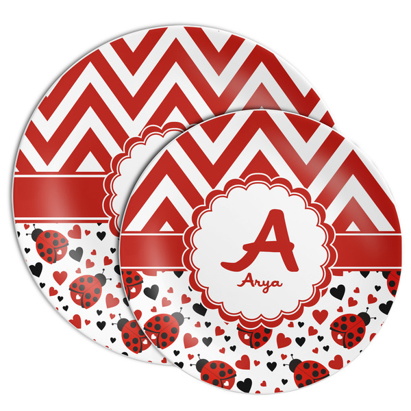 Ladybugs & Chevron Melamine Plates - PARENT/MAIN