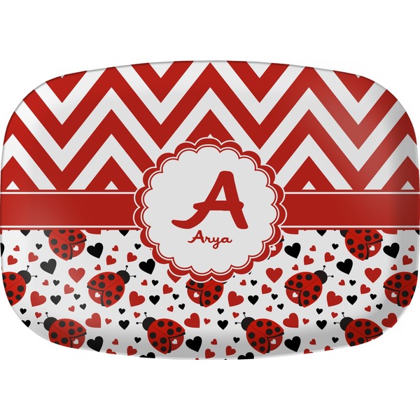 Custom Ladybugs & Chevron Melamine Platter (Personalized)