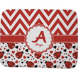 Ladybugs & Chevron Memory Foam Bath Mat - 48"x36" (Personalized)