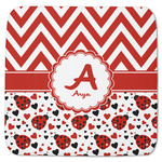 Ladybugs & Chevron Memory Foam Bath Mat - 48"x48" (Personalized)