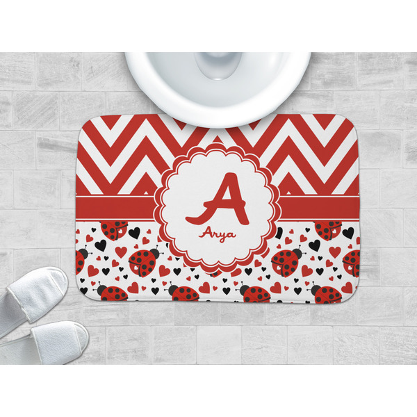 Ladybugs & Chevron Memory Foam Bath Mat - LIFESTYLE 34x21
