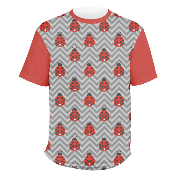 Custom Ladybugs & Chevron Men's Crew T-Shirt - Medium