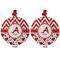 Ladybugs & Chevron Metal Ball Ornament - Front and Back