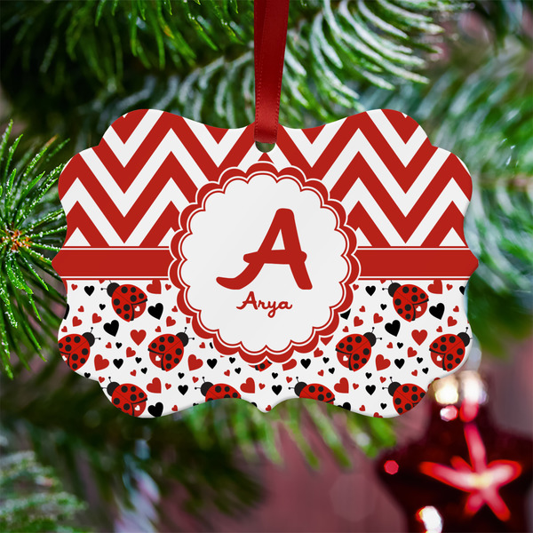Ladybugs & Chevron Metal Benilux Ornament - Lifestyle