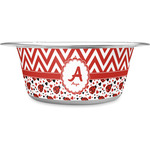 Ladybugs & Chevron Stainless Steel Dog Bowl - Small (Personalized)