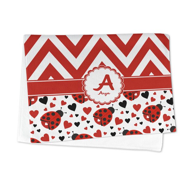 Ladybugs & Chevron Microfiber Dish Towel - FOLDED HALF