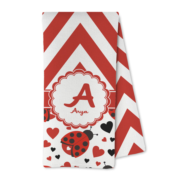 Custom Ladybugs & Chevron Kitchen Towel - Microfiber (Personalized)