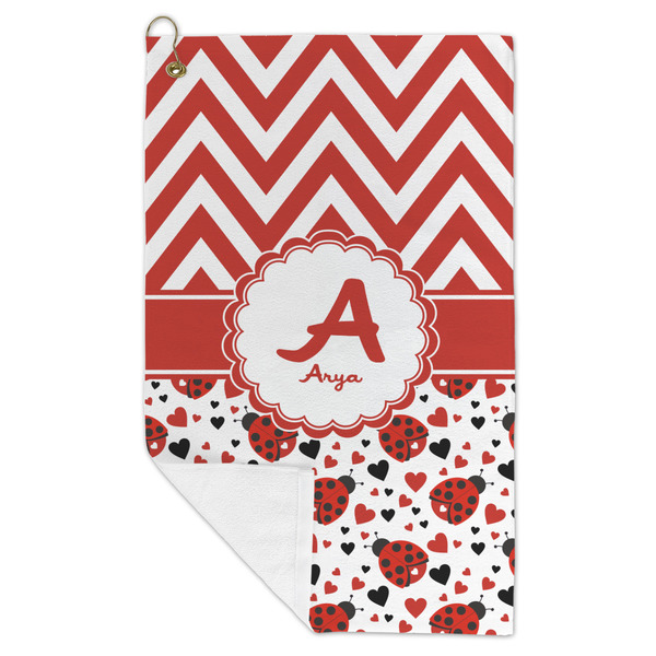 Ladybugs & Chevron Microfiber Golf Towels - FOLD