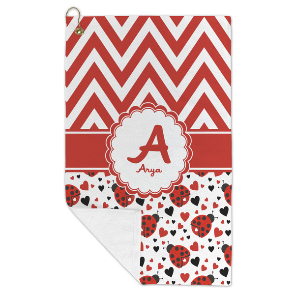 Ladybugs & Chevron Microfiber Golf Towels - FOLD