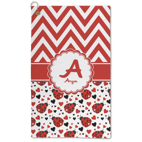 Custom Ladybugs & Chevron Microfiber Golf Towel (Personalized)