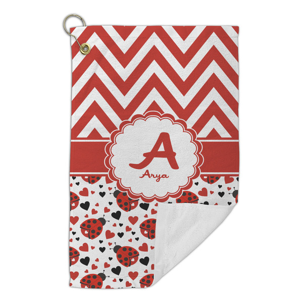 Ladybugs & Chevron Microfiber Golf Towels Small - FRONT FOLDED