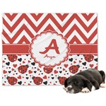 Ladybugs & Chevron Dog Blanket - Large (Personalized)