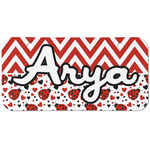 Ladybugs & Chevron Mini/Bicycle License Plate (2 Holes) (Personalized)