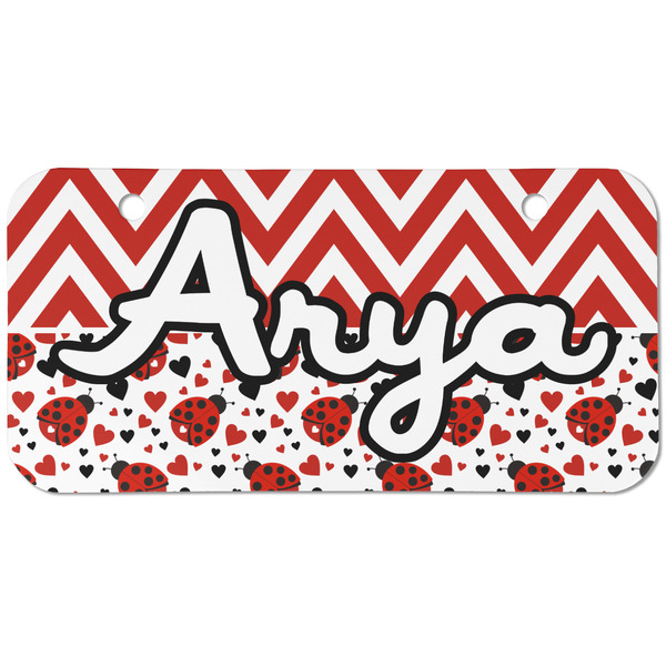 Ladybugs & Chevron Mini Bicycle License Plate - Two Holes
