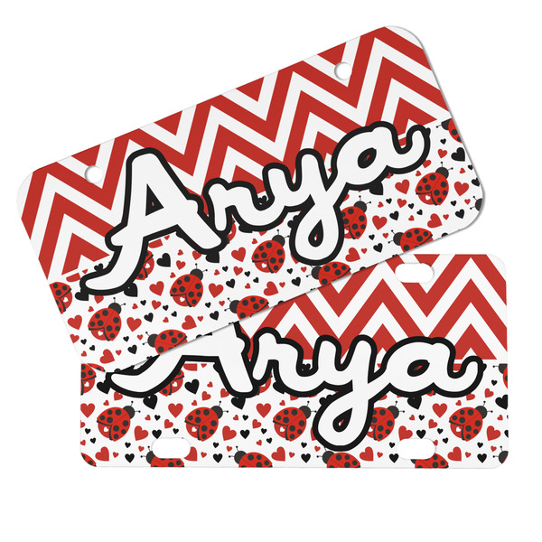 Ladybugs & Chevron Mini License Plates - MAIN (4 and 2 Holes)