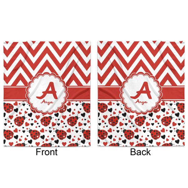 Ladybugs & Chevron Minky Blanket - 50"x60" - Double Sided - Front & Back