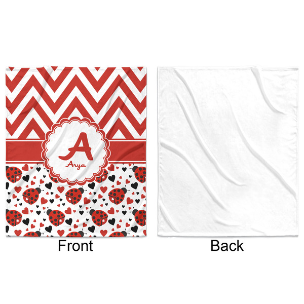 Ladybugs & Chevron Minky Blanket - 50"x60" - Single Sided - Front & Back