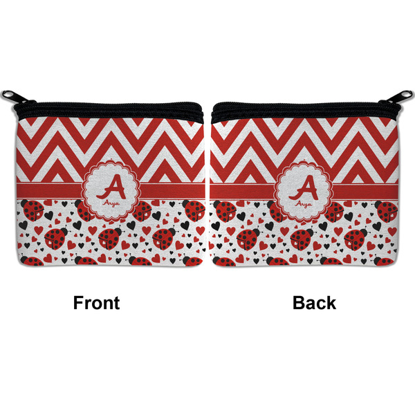 Ladybugs & Chevron Neoprene Coin Purse - Front & Back (APPROVAL)